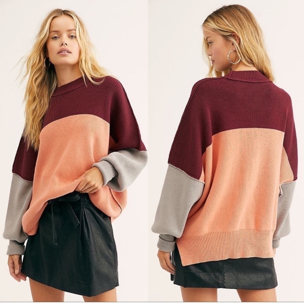 Free People Easy Street Color Block Sweater Size Small - Picture 2 of 5